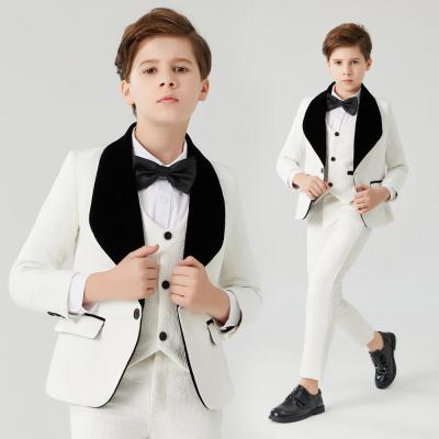 China BB005 Boy Formal Suits Formal White Flower Jacquard Child Design Boys Formal Suit Children Wedding Suit Tuxedo for sale