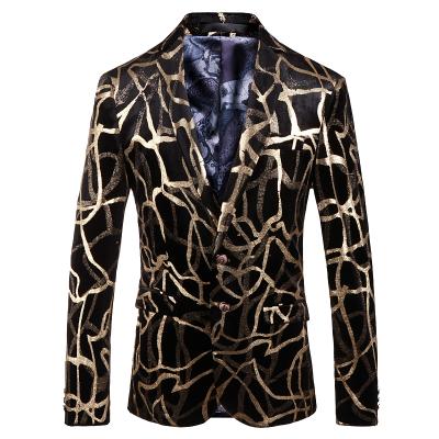 China J003 Jacket Gold Pattern Black Men's Breathable Coat Loungewear Boy Suits Youngers Jackets for sale