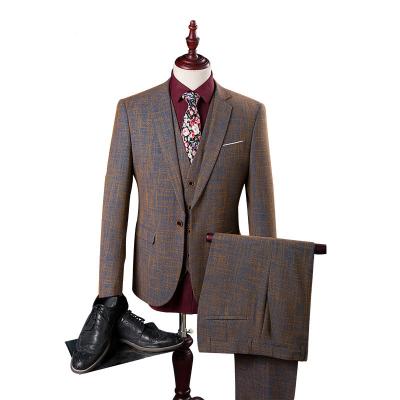 China Breathable WB016 Mens Three Piece England 2022 Brown Wedding Suit Size S-3XL Style Mens Retro Striped Suits With Pants for sale