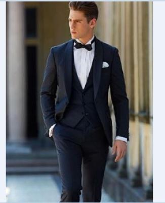 China AL03 Men's Breathable Wedding (Jacket+Pants+Vest) Suits Black Tuxedos for sale