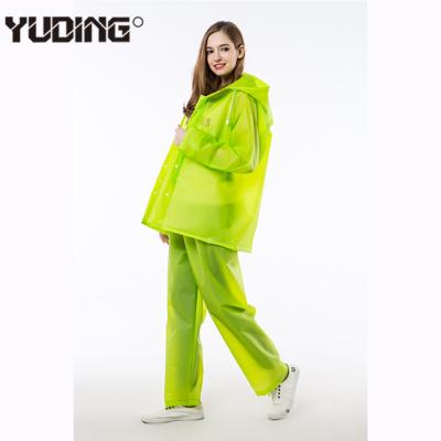 China Waterproof Cheap Price Plastic Eva Ladies Rain Coats Rain Suit Pants for sale