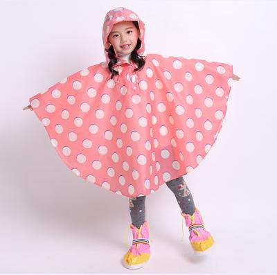 China Waterproof Polka Dot Kids Rain Poncho Pink&Blue Summer Cape Polyester Bachelorette Raincoats For Kindergarten Child for sale