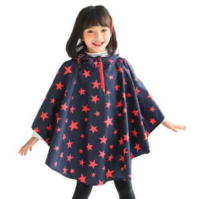 China 100% Waterproof Raincoat For Kids Rainy Day Polyester Cute Star Pattern Girl Beach Poncho Rain Coats For Kids Children for sale