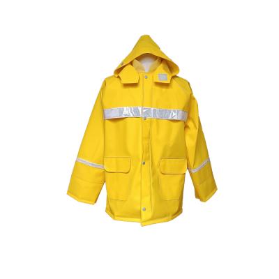 China Industrial Work Reflective Waterproof Clothing Single PU Bachelor Raincoat Safety Raincoat Fashion Yellow Rain Suit for sale