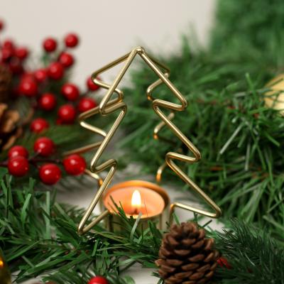 China Weddings Wholesale Custom Christmas Decorations Candlestick Holder Metal Ornaments Christmas Tree Candle Holders Weddings for sale