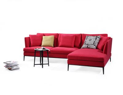 China Three-seater living room L modular corner sofa (the other) of best-selling red fabric adjustable for sale