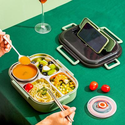 China Sustainable Heat Preservation Rectangle 20.5*26.5*8cm Stainless Plastic Lunch Box for sale