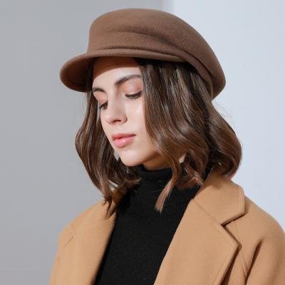 China New fashion autumn and winter beret women's pure wool women flat shape short logboy hat painter hat beret hat for sale