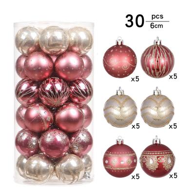 China Popular Christmas Gift Shape 30 Pcs Per Christmas Ball For Indoor Christmas Day Christmas Decorations Plastic Balls for sale