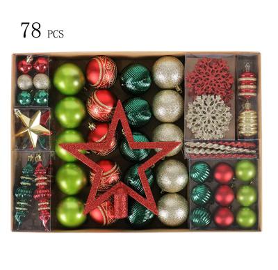 China High Quality Popular Christmas Gift Christmas Ball Ornaments 78 Pcs Christmas Ball Plastic Decorative Ball for sale