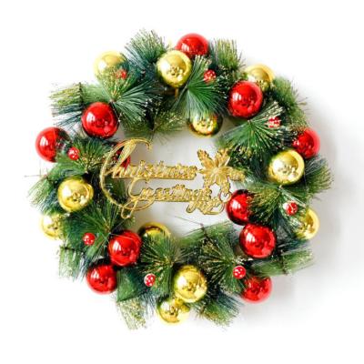 China Popular Christmas Gift Christmas Wreath with Colorful Christmas Ball for Front Door Garland Christmas Tree Ornament for sale