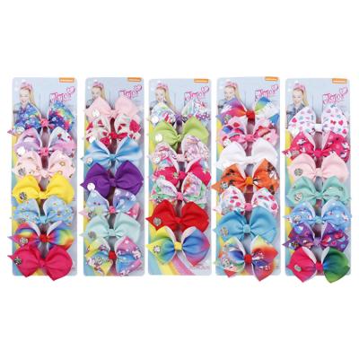 China Lovely 7pcs/set 3.5 inch multicolor grosgrain unicorn ribbon jojo hair bow for sale