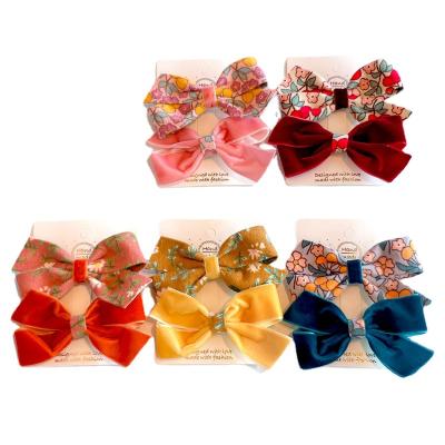 China Hot Selling Fashion Retro Bow Hairpin Baby Hairpin Floral Headdress Girl Hairpin for sale