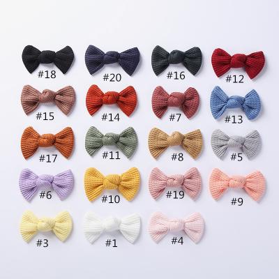 China Autumn and winter fashion cute girl knitting hair clip baby solid color bow woolen hairpin for sale