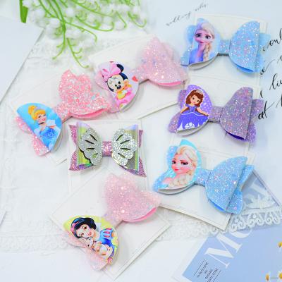 China Free Shipping Lovely Children's Glitter Princess Hair Bows Little Girl Baby Hair Clip Hair Accessories for sale