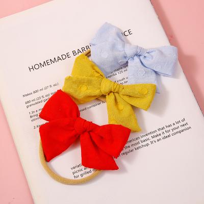 China Cotton Nylon Jacquard Baby Hair Band Fashion Kids Soft Bow Headband Baby Headdress for sale