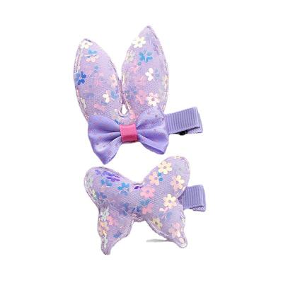 China New fashion children's hairpin rabbit ears bow cute pink hairpin sequin cartoon hair accessories wholesale for sale