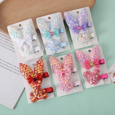 China Fashion European hot-selling rabbit ears bow hair accessories cartoon sequins bangs cut hairpin for sale