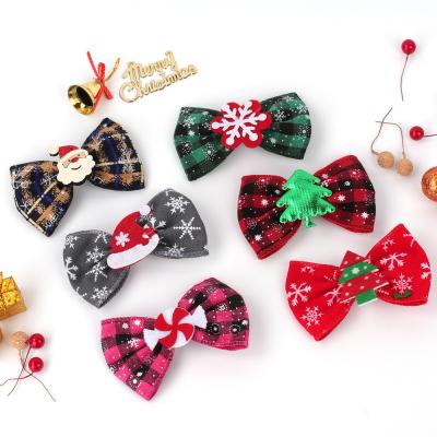 China Fashion Christmas Bowknot Hair Accessories Baby Cute Red 4 Inch Hairpin Snowflake Hair Bows For Kids for sale