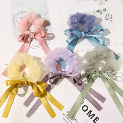 China Creative Luminous Gauze Hair Ties Sweet Bow Ponytail Hair Scrunchies Baby Decoration Hair Scrunchies New For Girls for sale