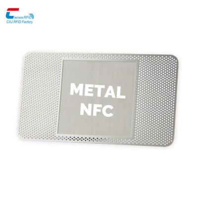 China Waterproof/Waterproof Customized Laser Engraved NFC Metal Business Card Black Matte Stainless Steel Media Social Card for sale