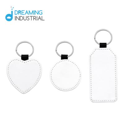 China Sublimation PU Leather Round/Rectangle/Heart Shape Key Chain For Heat Transfer For DIY Craft Supplies for sale