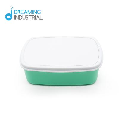 China Sustainable Sublimation Green Rectangle Lunch Box Lunch Case Rectangle Plastic Box With Aluminum Insert for sale