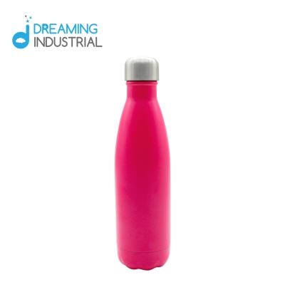 China 500ML Rose Red Matte Stainless Steel Viable Coke Bottle For Laser Engraving for sale