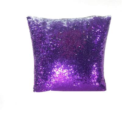 China Nondisposable Cushion Cover Square Sequin Sublimation Pillow Case Purple for sale