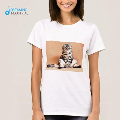 China Ladies Breathable Sublimation Fitted T-shirt Polyester 100% White T-Shirt For Heat Press Valentine's Gifts for sale