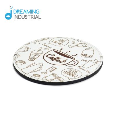 China Durable Sublimation PU Leather Round Circle Mug Coaster Mug Coaster For Halloween for sale