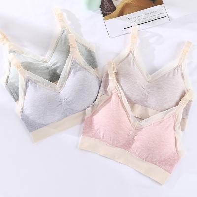 China Breathable Women Breastfeeding Bra Front Buckle Postpartum High Elastic Modal Gathered Nursing Bra for sale