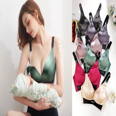 China Maternity V-Neckline Soft Comfortable Nursing Bra Ice Silk Breathable Nursing Bras Cotton Lining for sale