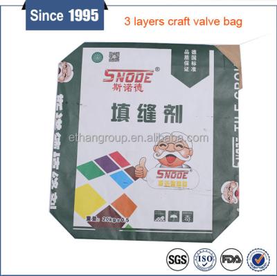 China 2021 Recyclable New Design PPC/OPC Block Out Cement Paper Bags 25kg 50kgs Bottom Valve Kraft /flat Bottom Kraft Paper Bag for sale