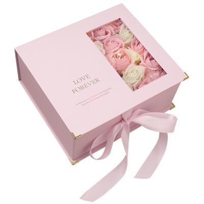 China Recyclable Cardboard Gift Box With Transparent Window Soap Flower Gift Box Cardboard Gift Box for sale