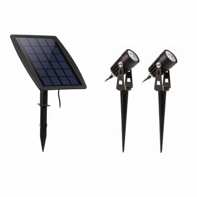 China Aluminum Outdoor Waterproof Luminous Solar Led Lawn Spike Security Tree Spot Solar Garden Flood Lights Solar Powered Flood Light for sale