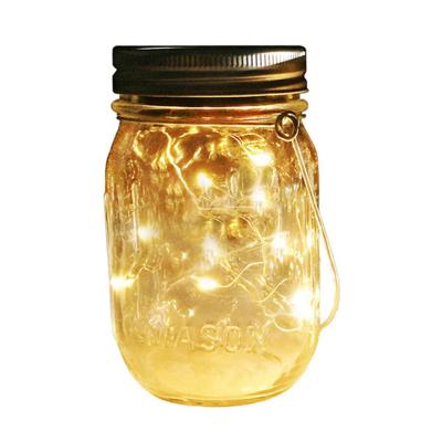 China Garden Amazon Hot Sale Mason Jar Fairy Warm Light Glass Bottle Holiday Decorative Lights Solar Powered Outdoor String Lights for sale