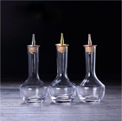 China Sustainable 90ml Bitters Bottle Crystal Glass With Cork Dasher Top Blow Artificially Made for sale