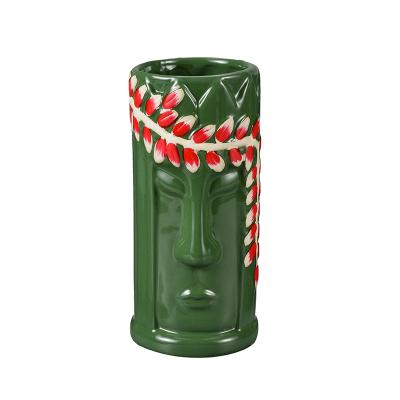 China Sustainable 550ml Custom Design Ceramic TIKI Mug Hawaii Mug for sale