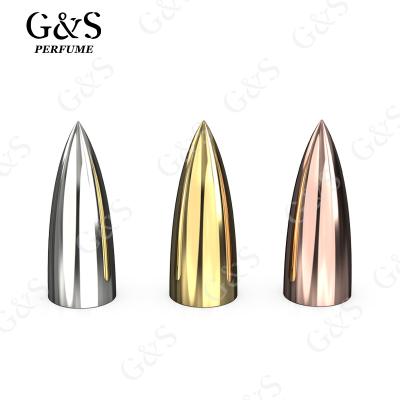 China Factory Custom Perfume Bottles Gold Shape Zamac Perfume Cover FEA15 Luxury Bullet Type Silver Cover for sale