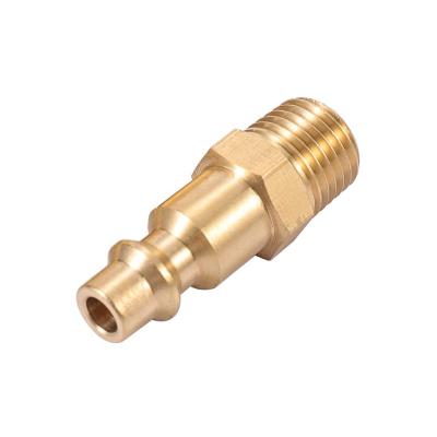 China 1/4 Inch NPT Air Coupler Brass Male Plug Quick Connect Air Compressor Hose Ends for sale