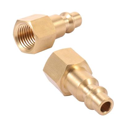 China 1/4 Inch NPT Air Coupler Brass Female Plug Quick Connect Air Compressor Hose Ends for sale