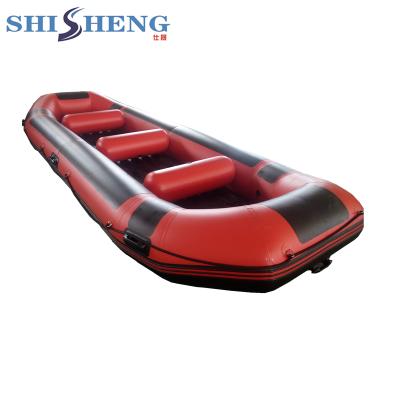 China 14 Person 5.2m White Water River Haul Inflatable Drift Boat Self Draining Paddle Boats for sale