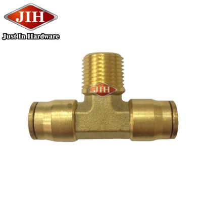 China Nylon Push On Branch Tee Male DOT SAE Air Brake Brass Fittings For Nylon Tube Equal for sale