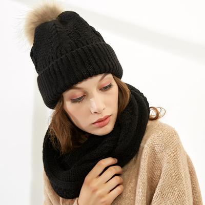 China JOINT Warm Knit Hat Skull Cap Neck Warmer Winter Hat And Scarf for sale