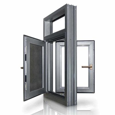 China Magnetic Screen High Quality Folding Screen Insect Control Double Tempered Glass Aluminum Casement Window for sale