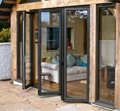 China Thermal Insulation High Quality New Style Exterior Patio Sliding Bi Folding Aluminum Glass Folding Doors for sale