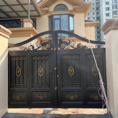 China Traditional 90 degrees angle gate -rotating track automatic door corner rotation sliding gate Garden driveway turning gates for sale