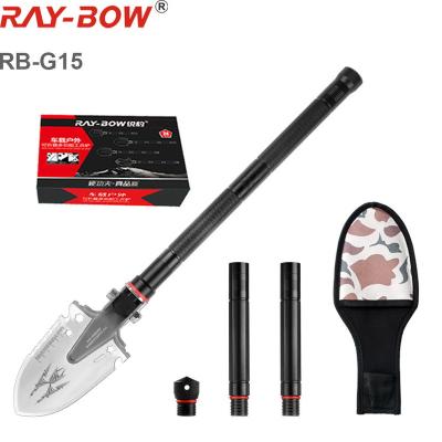 China Multifunctional outdoor camping shovel RB-G15 survival shovel stainless steel and aluminum folding shovel for sale