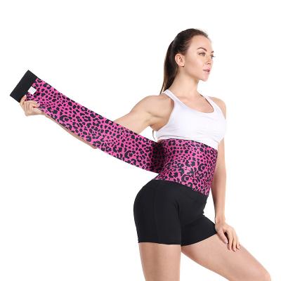 China Wholesale Custom Slim Body Back Support Sauna Suit Polyester Leopard Compression Wrap Slimming Belt For Gym for sale